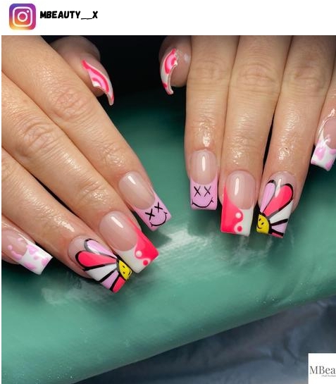 pink cow print nail design