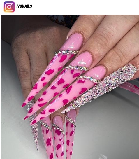 pink cow print nail art