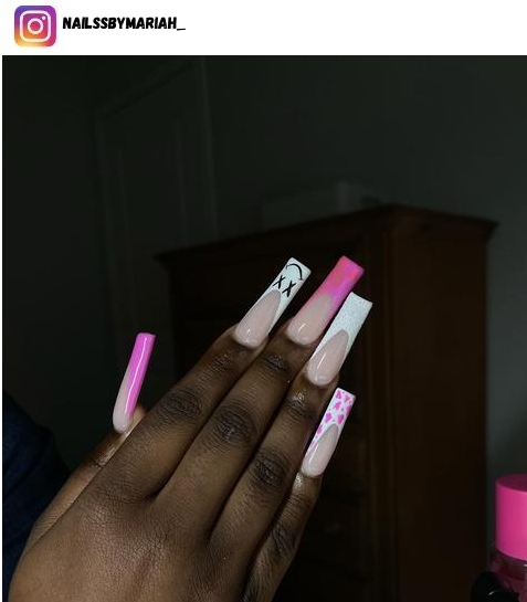 pink cow print nail polish design