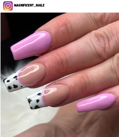 pink cow print nail polish design