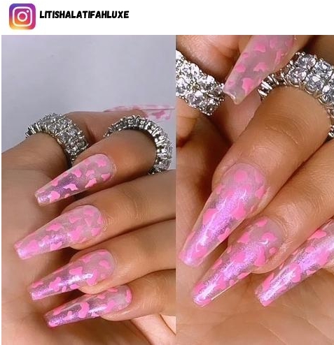 pink cow print nail design ideas