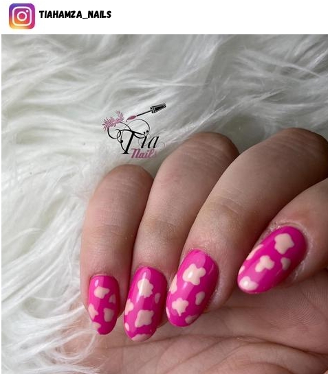 pink cow print nail designs