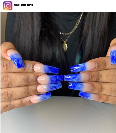 royal blue ombre nail design