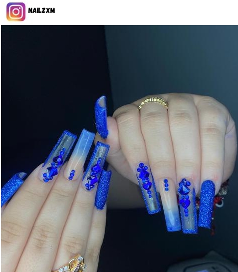 royal blue ombre nail designs