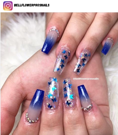 royal blue ombre nail art