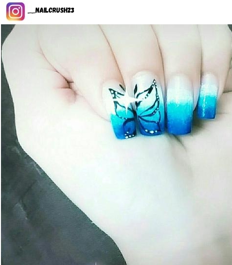 royal blue ombre nail polish design