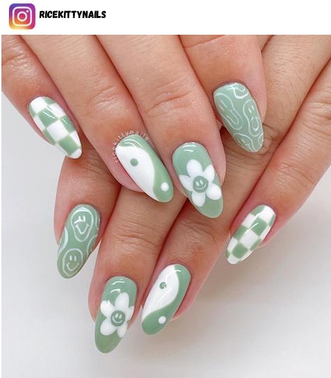 sage green nail design ideas