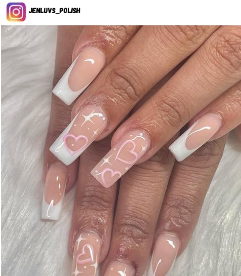 simple heart nails