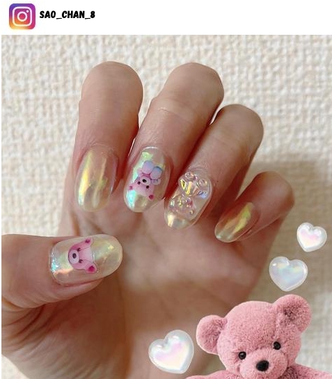 teddy bear nail design ideas