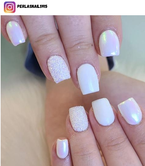 white glitter nail art