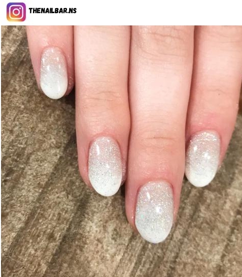 white glitter nail polish design