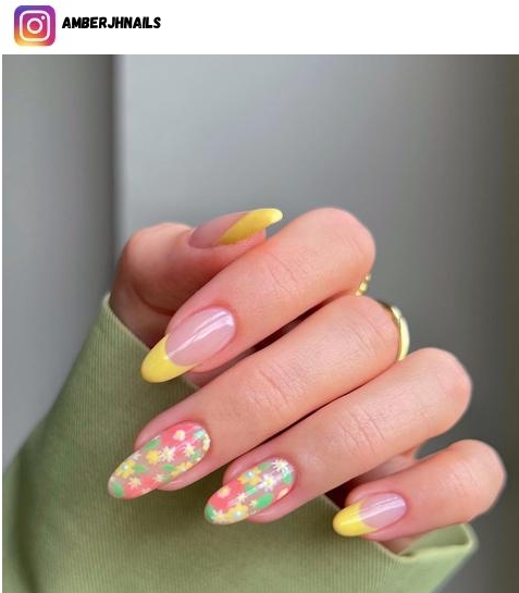 yellow nail polish design
