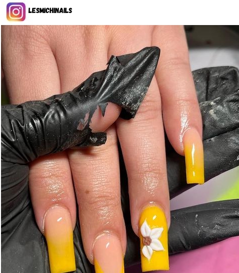 yellow ombre nail design