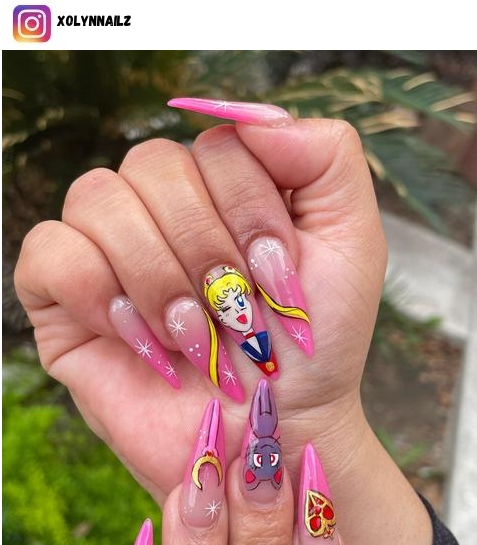 Sailor Moon nail polish design