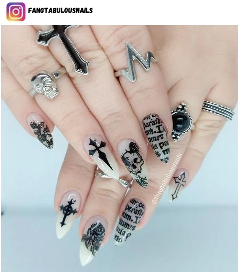 skull nail polish design