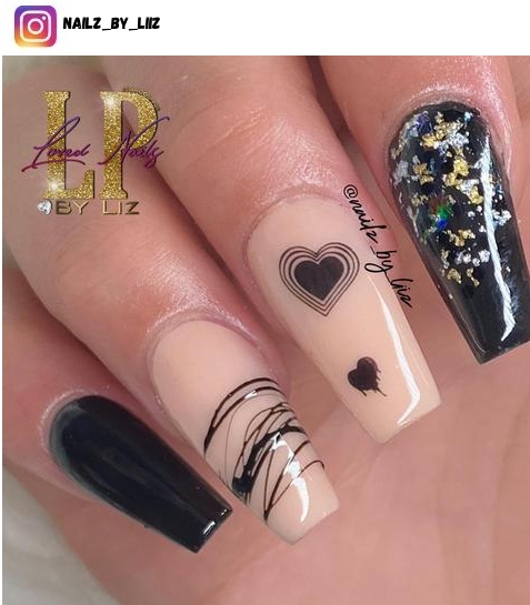 black and nude nail polish design