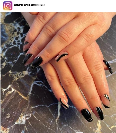 black and nude nail design