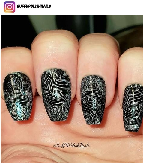 black and silver nail design