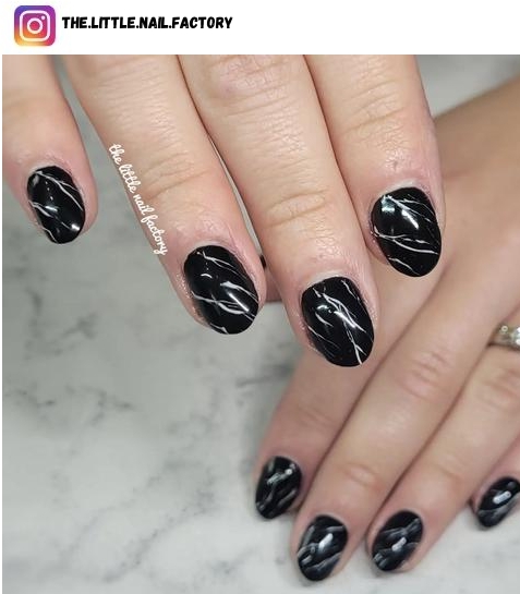 black and white nail short nail art