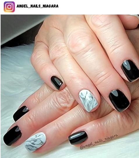black and white nail short nail designs