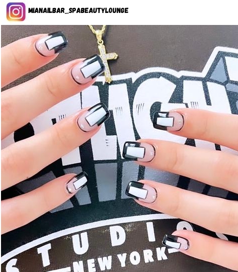 black and white nail short nail designs