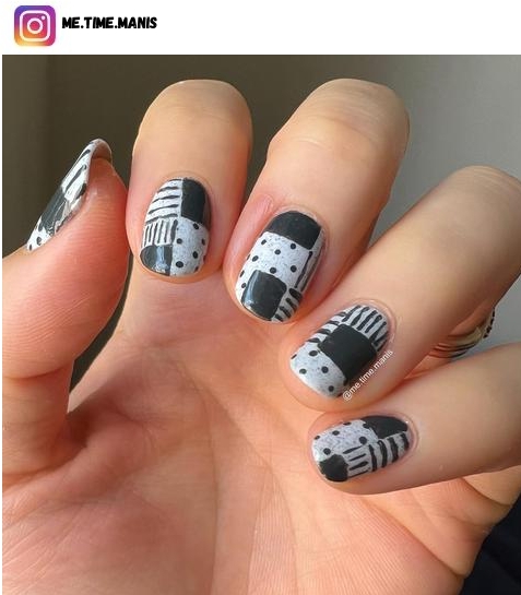 55 Black and White Nail Art for Short Nails - Nerd About Town