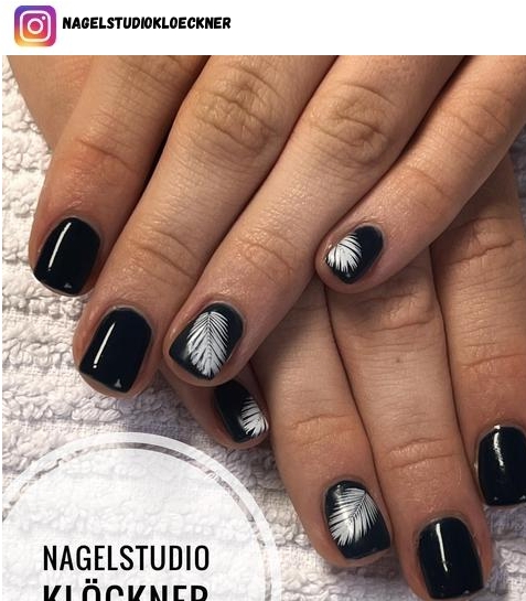 black and white nail short nail polish design