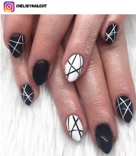 black and white nail short nail design ideas