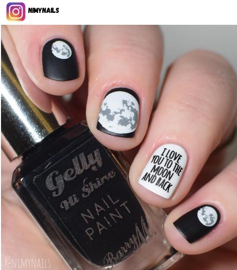 black and white nail short nails