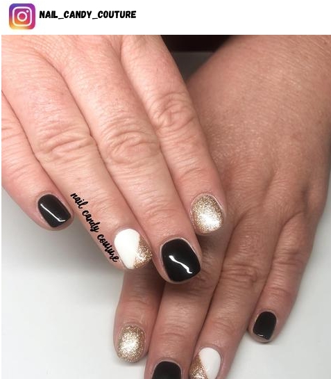 black and white nail short nail design