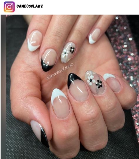 black and white nail short nail design