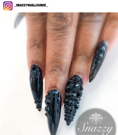 black and diamond nail art