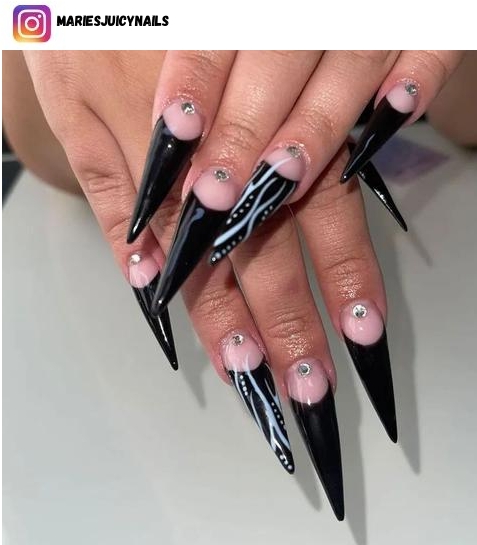 black and diamond nail polish design