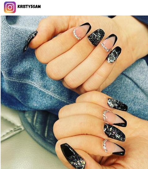 black and diamond nails