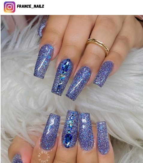 blue and glitter nails