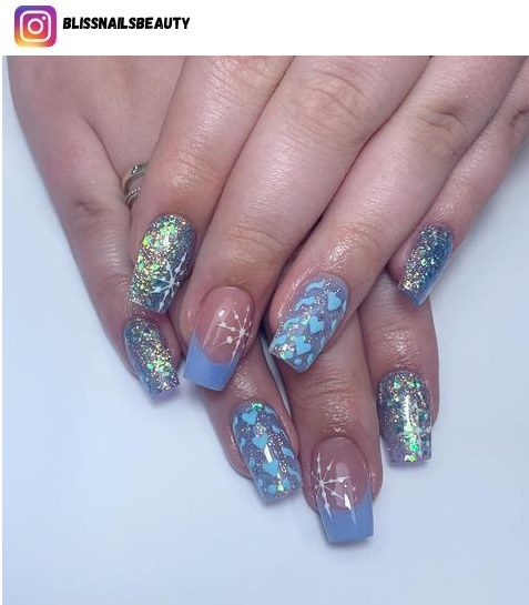 Blue Nails With Gold Glitter | Blue Glitter Nails | Move Manicure