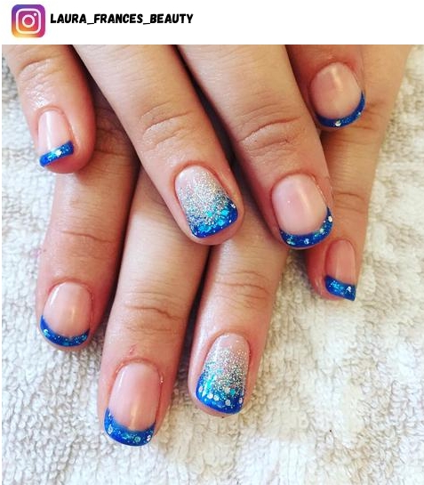 blue and glitter nail designs