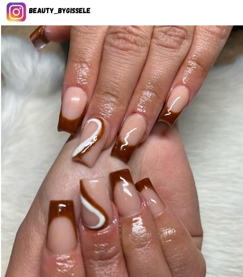 brown french tip nail polish design