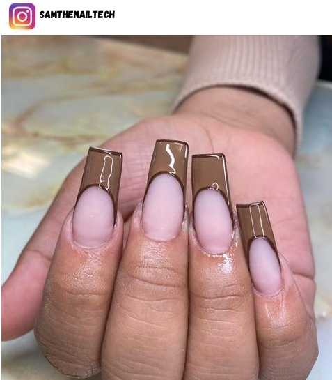 brown french tip nails