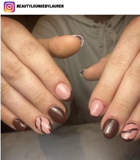 brown french tip nail design ideas