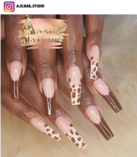 brown french tip nail art