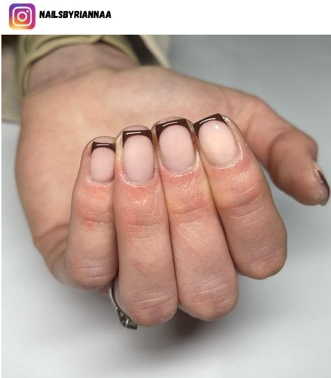 brown french tip nail art