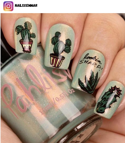 cactus nail design