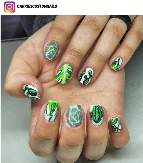 cactus nail polish design