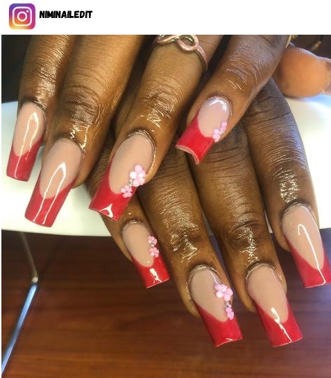 classy red tip nail polish design