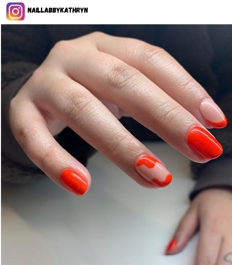 classy red tip nail art