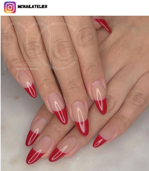 classy red tip nails