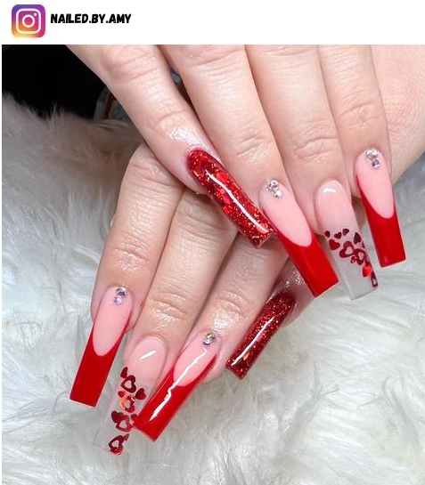 classy red tip nail design