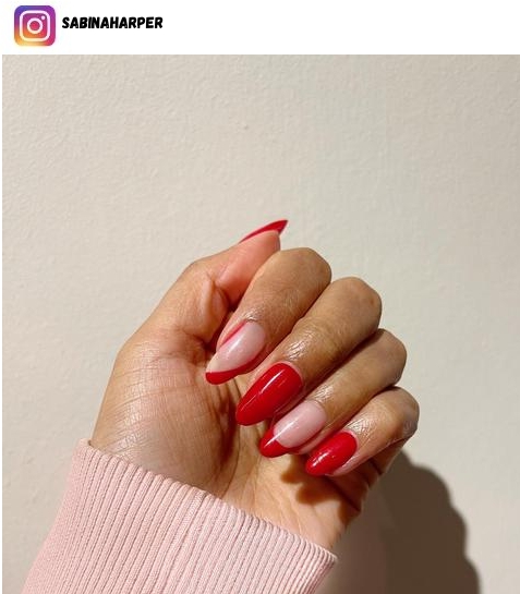 classy red tip nails