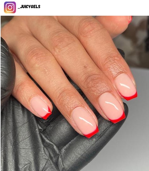 classy red tip nail art